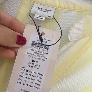 2235 Yellow Tie Waist Striped Blouse
